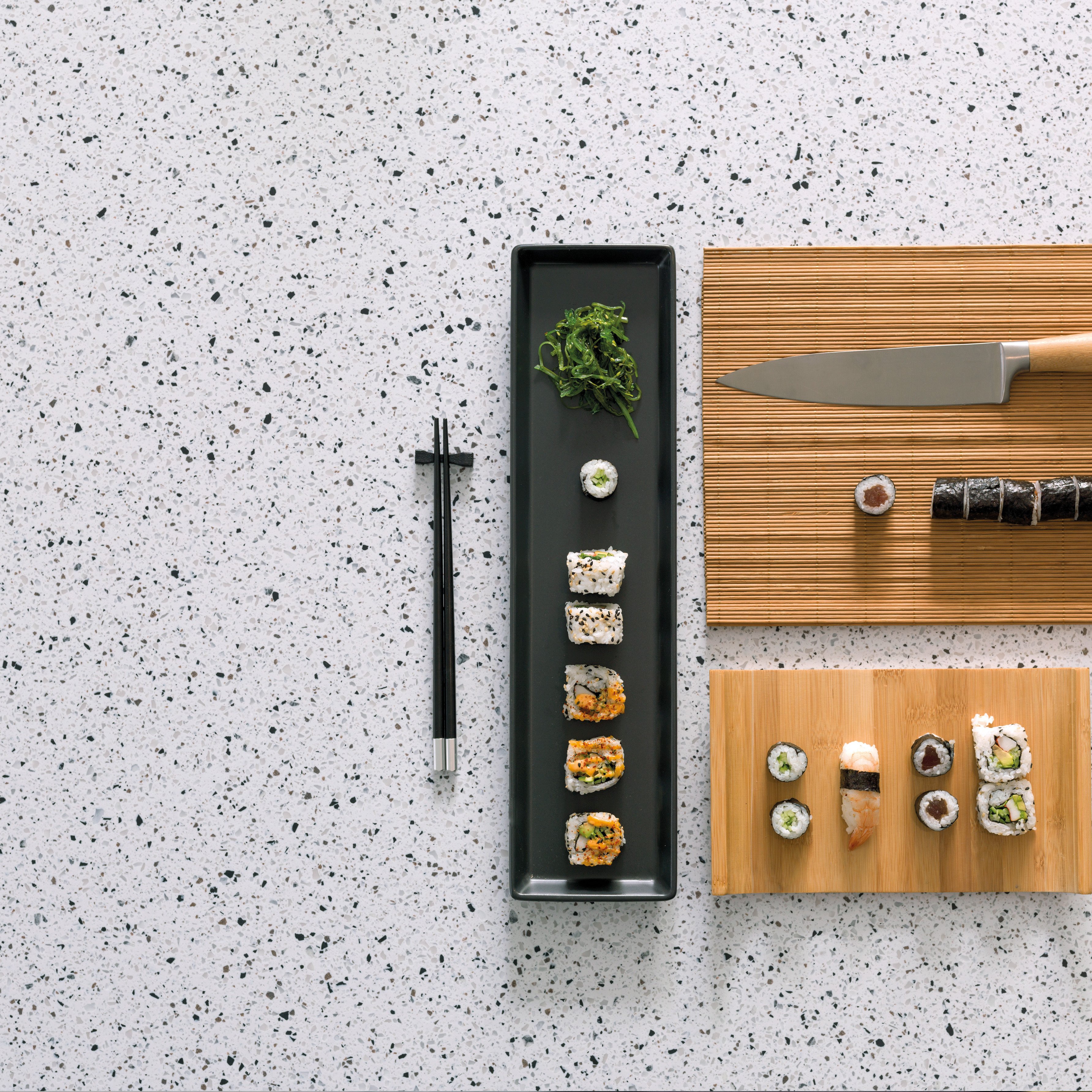 TERRAZZO Series Bianco Classico: Planchas de Solid Surface Krion® 